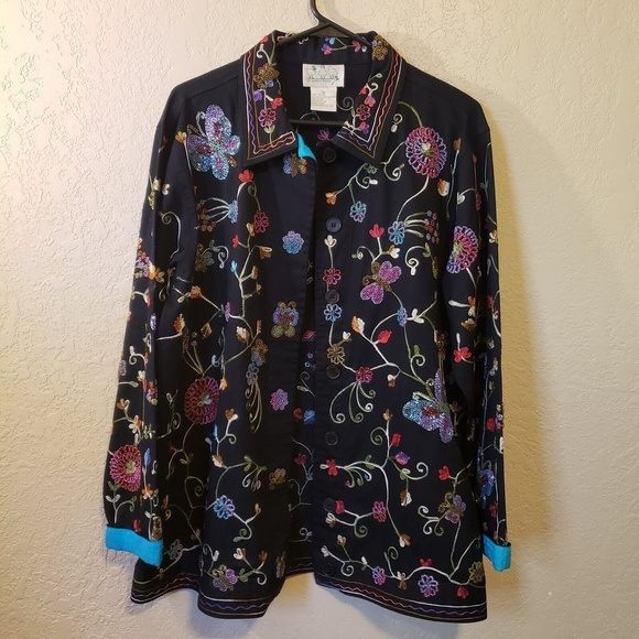 Quacker Factory NWOT Women's Embroidered Beaded Jacket Size Medium - Picture 2 of 10